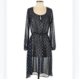 BOBEAU - from Nordstrom- Navy with Gold detail long sleeve dress - size Large